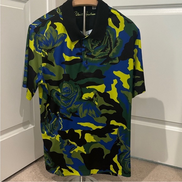 Robert Graham Other - Robert Graham Blue and Yellow Camouflage Polo Shirt